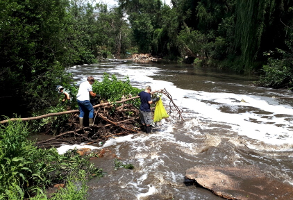 Families in the Centurion area helping clean the pollution on the Hennops River