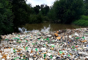 Riverside Park River Pollution drifting on the water
